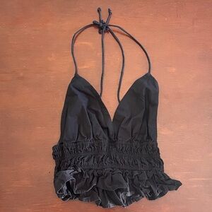 Elegant Black Halter Crop Top